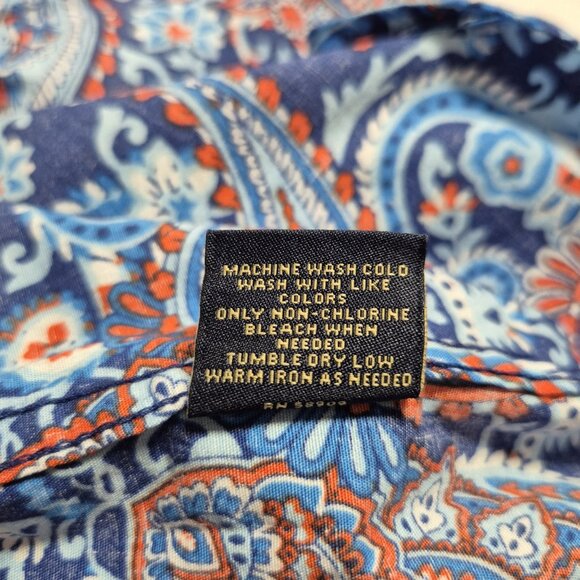 CREMIEUX PREMIUM DENIM Mens Size L Paisley Shirt Stretch Blue Short Sleeve [46] - Picture 12 of 12